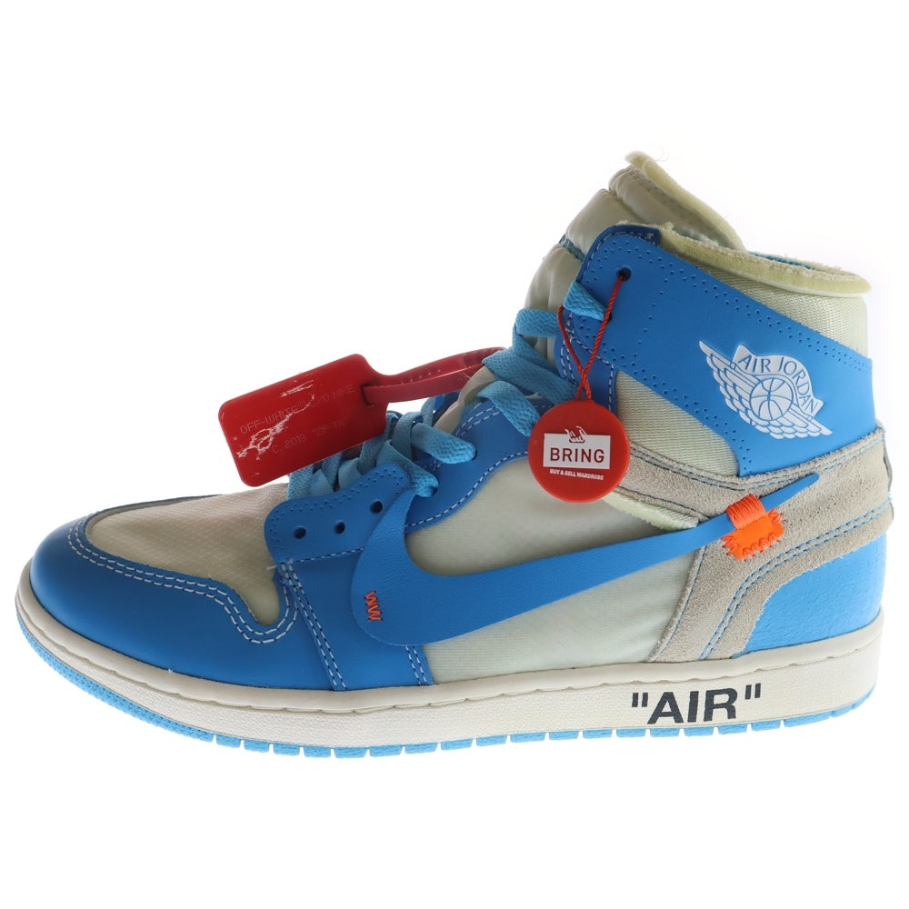 NIKE(ナイキ) ×OFF-WHITE AIR JORDAN 1 POWDER BLUE UNC AQ0818-148 オフホワイト エアジョーダン1 パウダーブルー ハイカットスニーカー US10/28cm ホワイト/ブルー