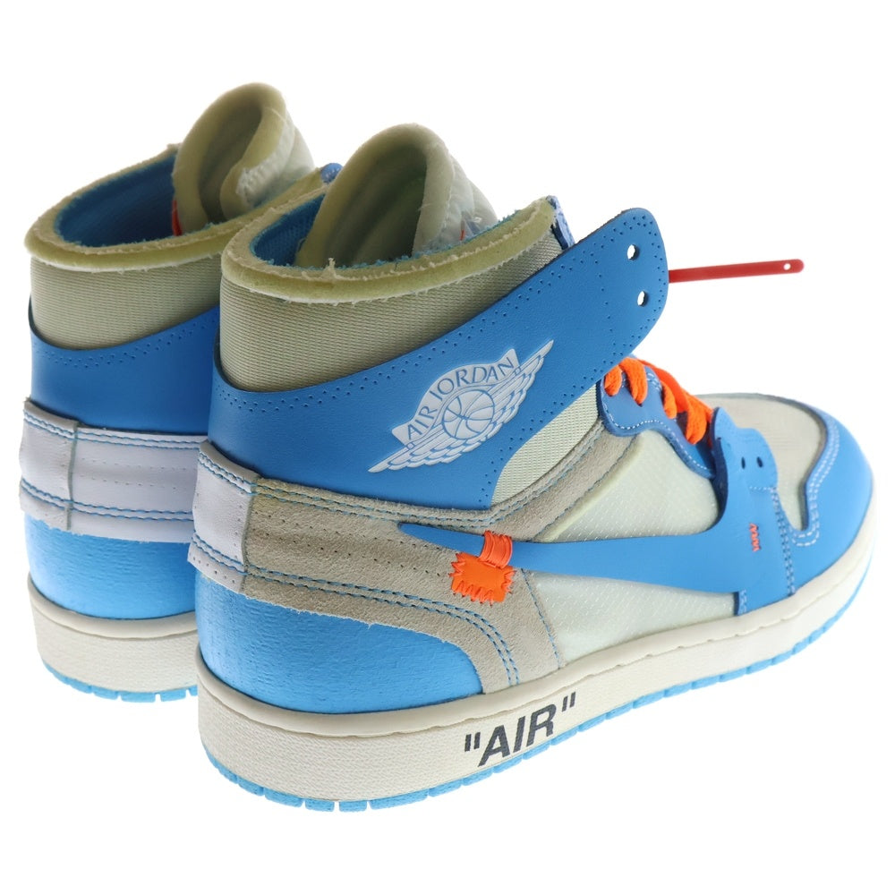 NIKE(ナイキ) ×OFF-WHITE AIR JORDAN 1 POWDER BLUE UNC AQ0818-148 オフホワイト エアジョーダン1 パウダーブルー ハイカットスニーカー US10/28cm ホワイト/ブルー