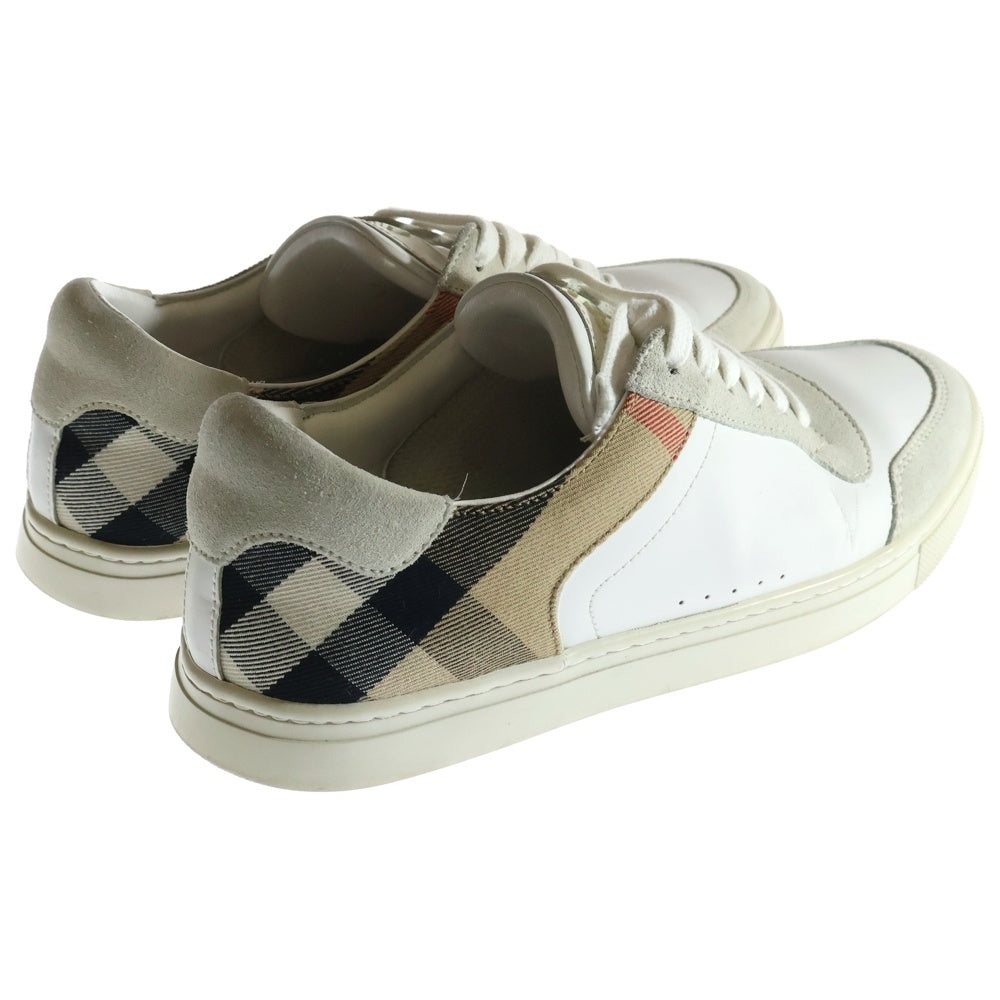 BURBERRY(バーバリー) ノヴァチェック キャンバス レザーローカットスニーカー ハウスチェックローカットニーカー ホワイト/ブラウン/ベージュ