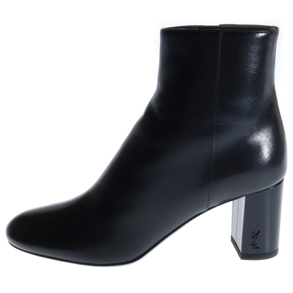 SAINT LAURENT PARIS(サンローランパリ) YSLロゴ サイドジップ レザー ショートブーツ 541130 ブラック レディース