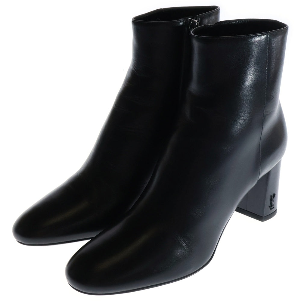 SAINT LAURENT PARIS(サンローランパリ) YSLロゴ サイドジップ レザー ショートブーツ 541130 ブラック レディース