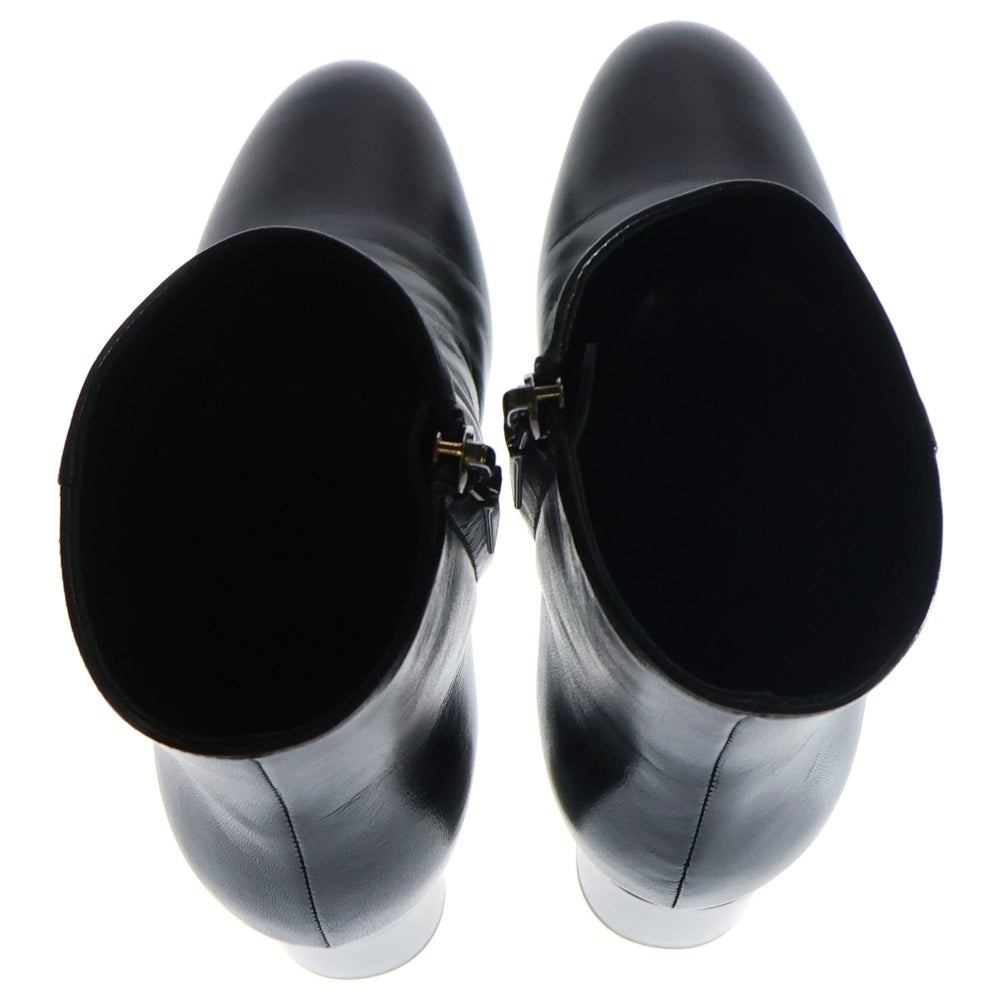 SAINT LAURENT PARIS(サンローランパリ) YSLロゴ サイドジップ レザー ショートブーツ 541130 ブラック レディース