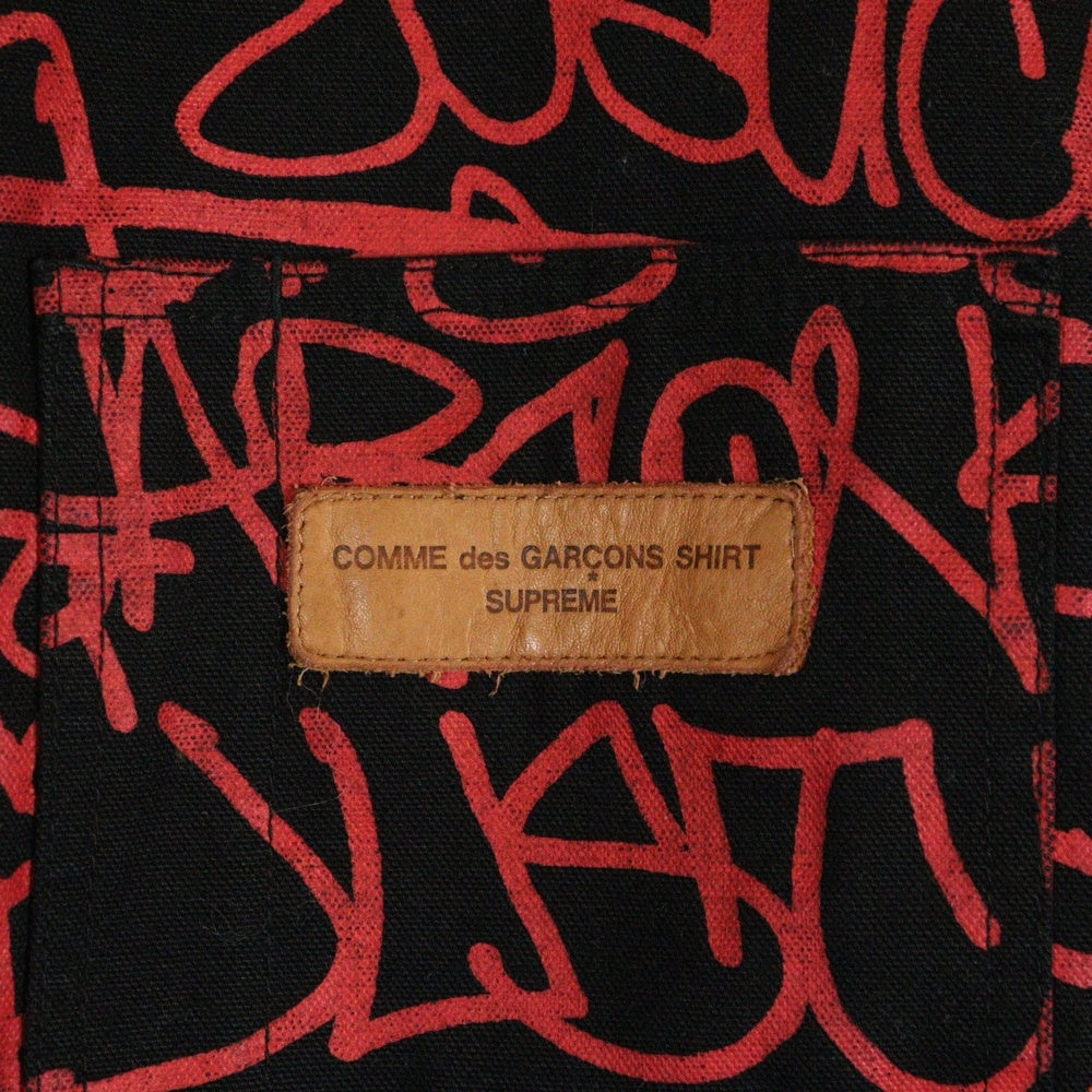 SUPREME(シュプリーム) 18AW COMME des GARCONS SHIRT Printed Canvas Chore Coat ×コムデギャルソンシャツ プリンテッドキャンバスチョアコートブルゾン レッド/ブラック