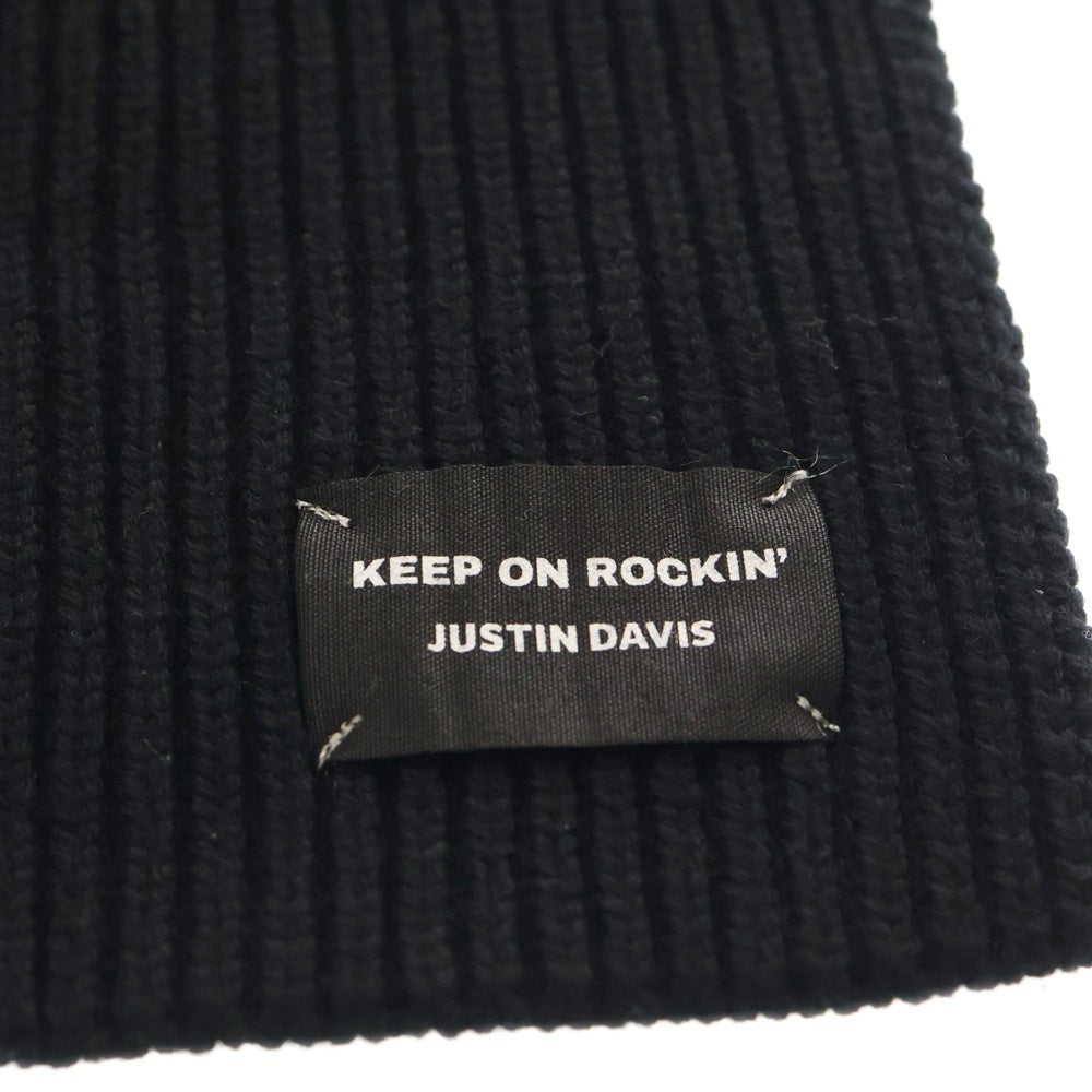 Justin Davis(ジャスティンデイヴィス) ノベルティ ピン付き ニットマフラー ブラック