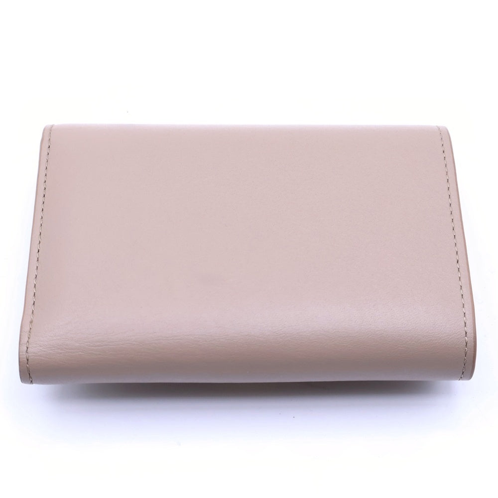 LOEWE(ロエベ) ぺブル バーティカル アナグラムロゴ カーフスキン レザー スモール コンパクトウォレット 三つ折り財布 ゴールド金具 ベージュ