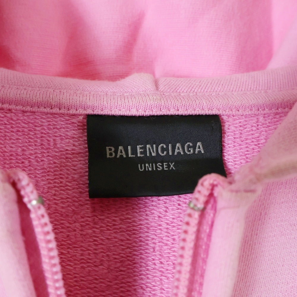 BALENCIAGA(バレンシアガ) 22AW ダメージ泥加工ポロ ジップアップパーカー フーディー 720425 TNVK7 ピンク