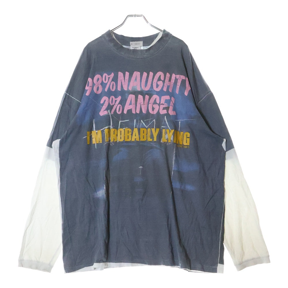 VETEMENTS(ヴェトモン) Demnas Favorite Naughty Angel L/S 転写プリントオーバーサイズロングスリーブTシャツ カットソー UAH19TR327