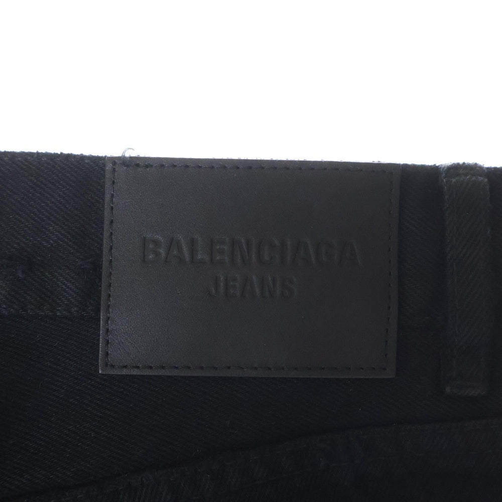 BALENCIAGA(バレンシアガ) ダメージ加工 ストレートデニムパンツ 681733 ブラック
