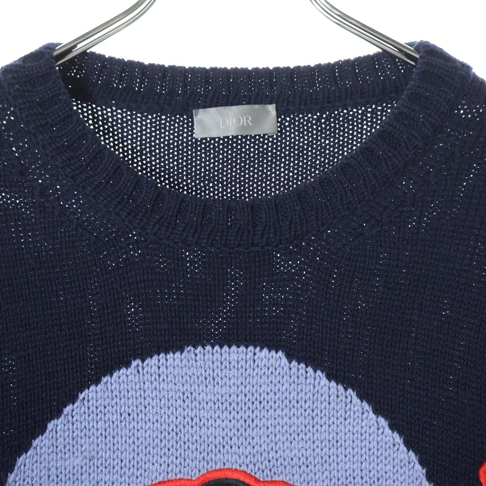 Dior HOMME(ディオールオム) 21SS ×Shawn Stussy SHAWN BULL ロゴ刺繍 ニットセーター ネイビー