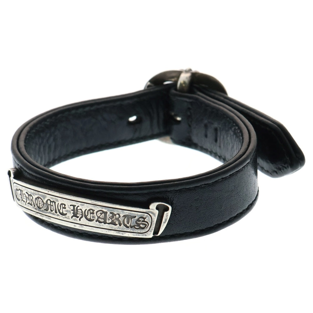 CHROME HEARTS(クロムハーツ) GUNSLINGER LEATHER CUFF BRACELET W/SCROLL CHスクロールラベル レザーブレスレット シルバー/ブラック
