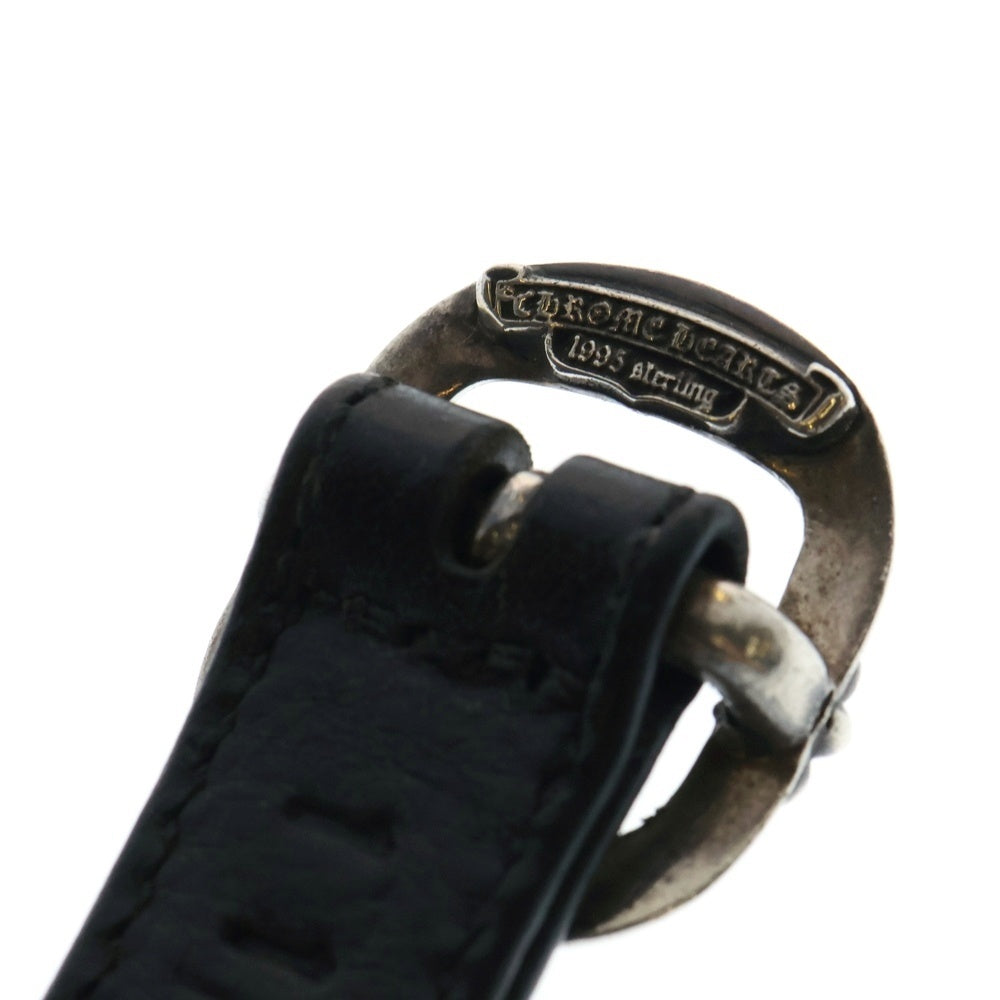 CHROME HEARTS(クロムハーツ) GUNSLINGER LEATHER CUFF BRACELET W/SCROLL CHスクロールラベル レザーブレスレット シルバー/ブラック