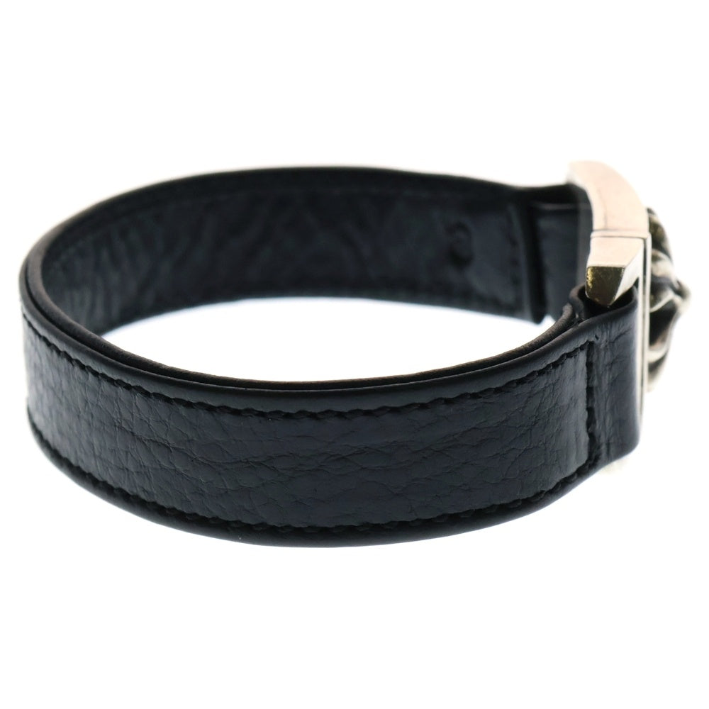 CHROME HEARTS(クロムハーツ) HARNESS CLASP ハーネスクラスプ レザーブレスレット ブラック/シルバー