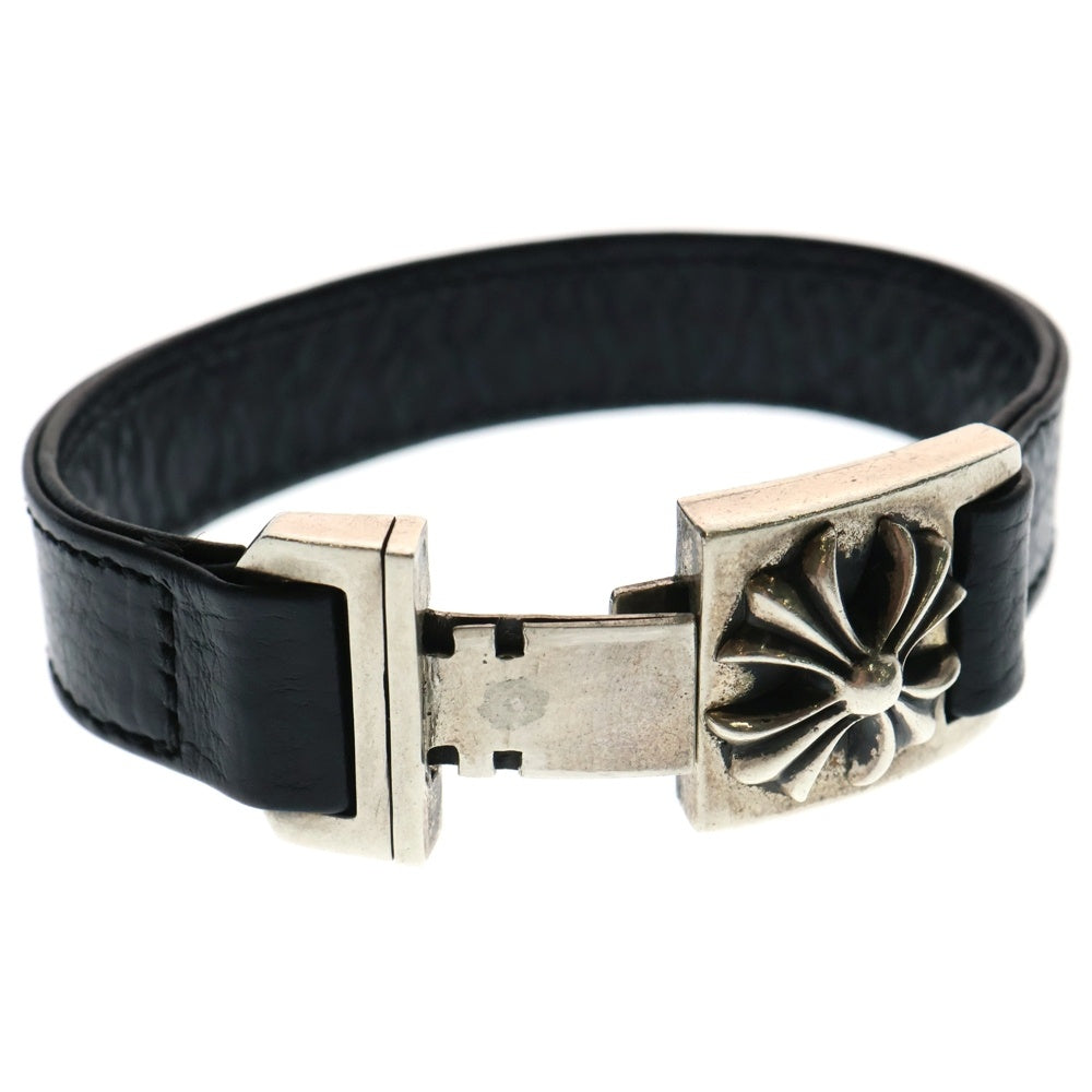 CHROME HEARTS(クロムハーツ) HARNESS CLASP ハーネスクラスプ レザーブレスレット ブラック/シルバー