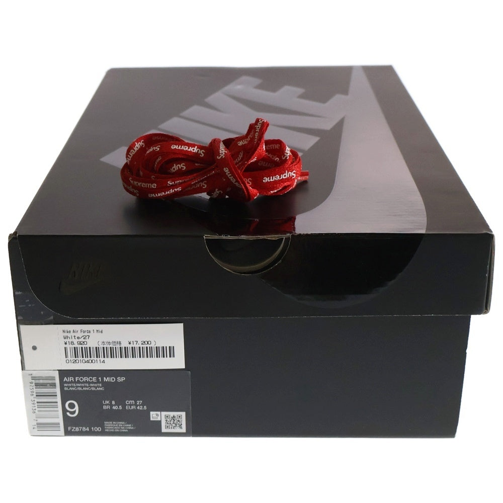NIKE(ナイキ) ×SUPREME AIR FORCE 1 MID SP シュプリーム エアフォース ミッドカットスニーカー ホワイト US9/27cm FZ8784-100