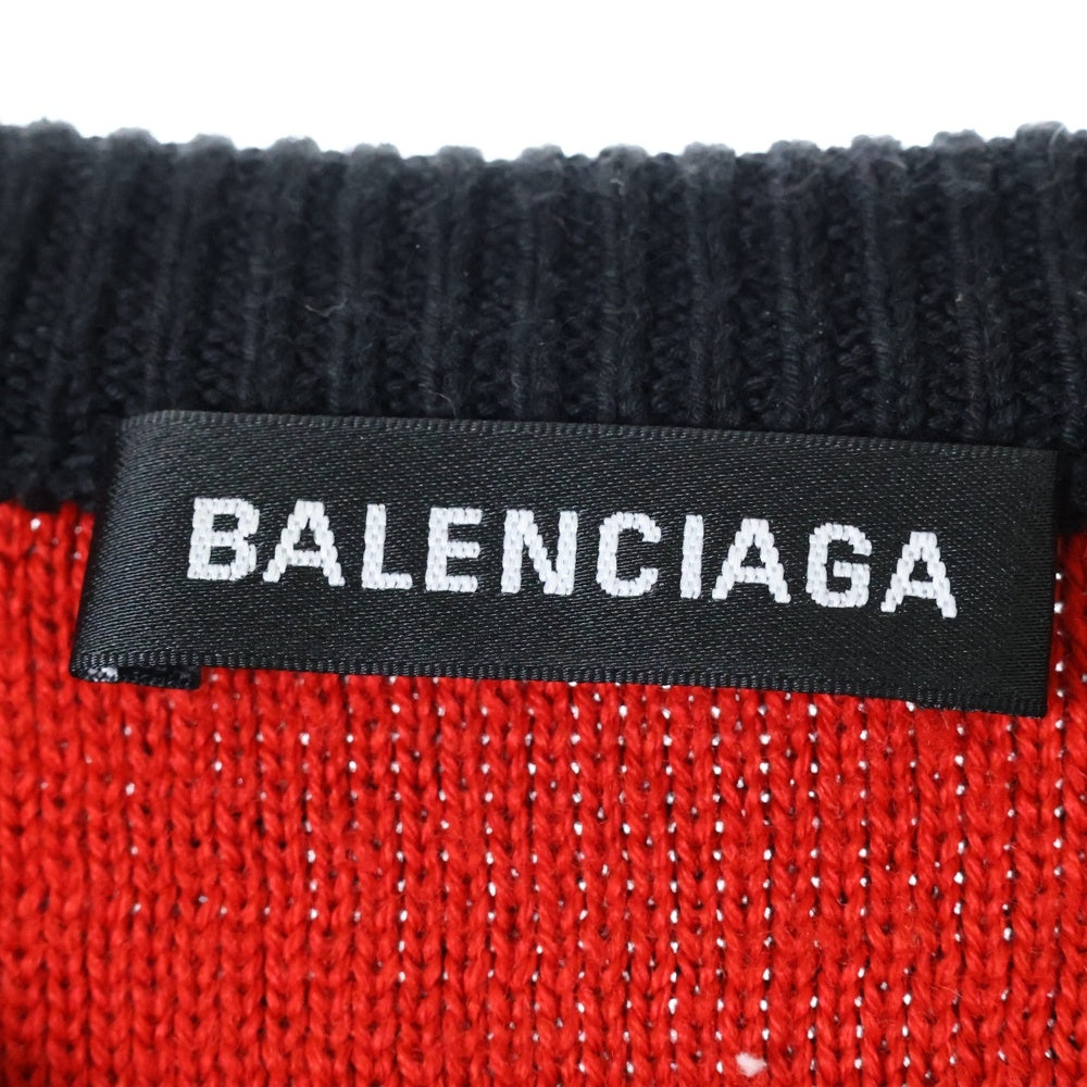 BALENCIAGA(バレンシアガ) ロゴ総柄 ジャガードオーバーシルエットニット レッド/ブラック 625970 T3178