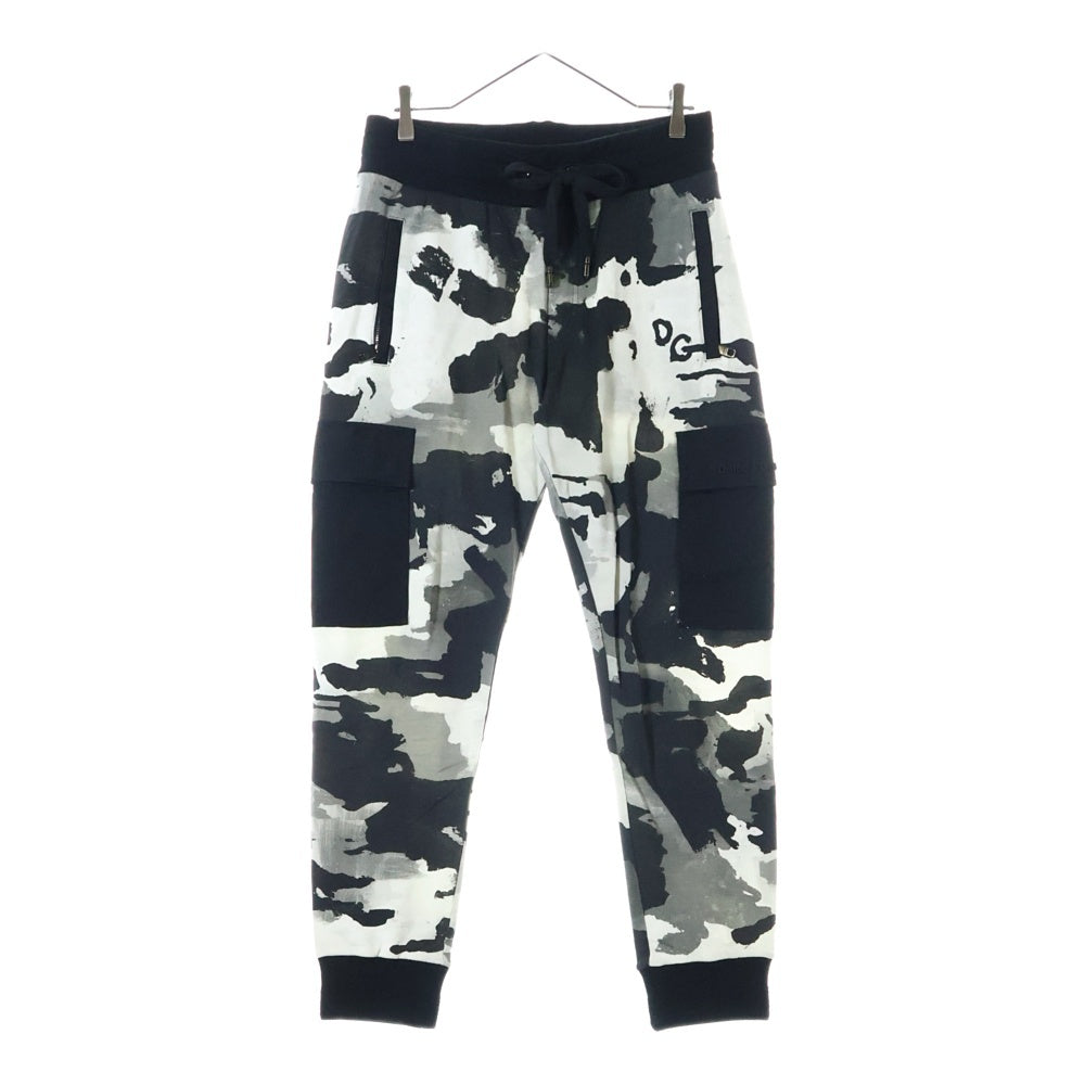 DOLCE & GABBANA(ドルチェアンドガッバーナ) カモフラ総柄 ロゴプリント カーゴスウェットパンツ グレー HS7ES