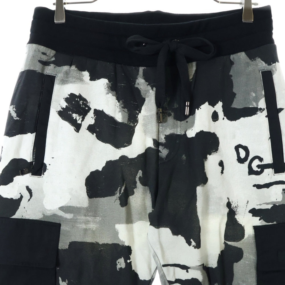 DOLCE & GABBANA(ドルチェアンドガッバーナ) カモフラ総柄 ロゴプリント カーゴスウェットパンツ グレー HS7ES