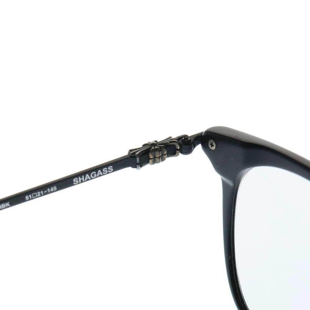 CHROME HEARTS(クロムハーツ) SHAGASS サイドクロステンプルウェリントン ブラックフレーム メガネ 眼鏡 ブラック/シルバー ※度入り