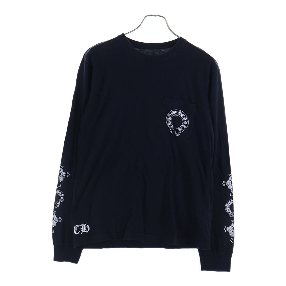 CHROME HEARTS(クロムハーツ) バッグスクロールプリント クルーネック長袖Tシャツカットソー ブラック