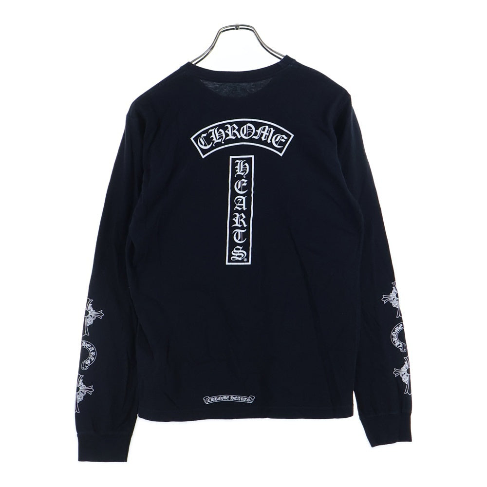 CHROME HEARTS(クロムハーツ) バッグスクロールプリント クルーネック長袖Tシャツカットソー ブラック