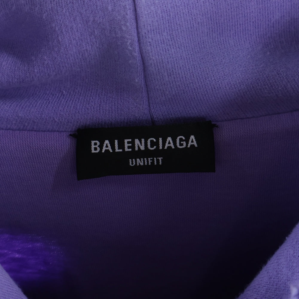 BALENCIAGA(バレンシアガ) 21SS Caps Destroyed Hoodie キャップス デストロイド フーディ プルオーバースウェットパーカー ダメージ加工 パープル 659403 TKVB6