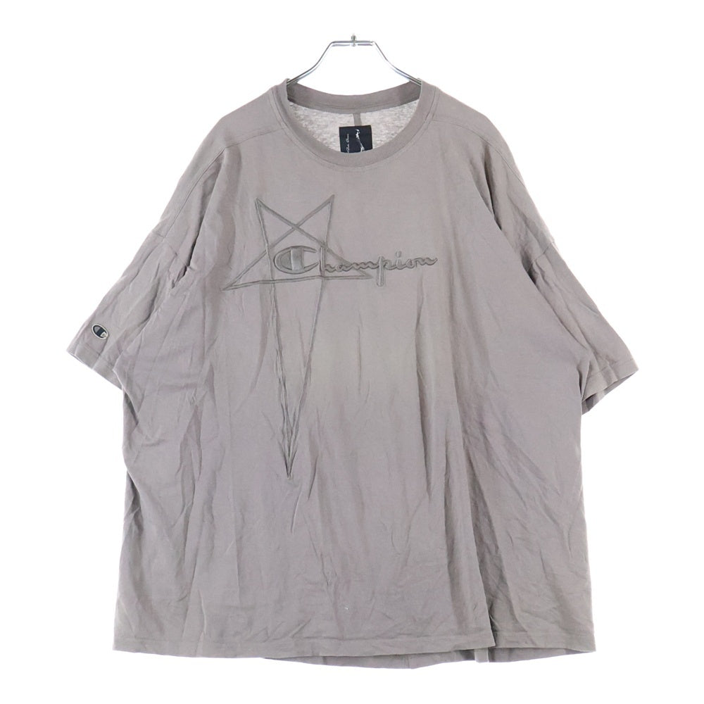 Rick Owens(リックオウエンス) ×CHAMPION TOMMY ロゴ刺繍 クルーネック半袖カットソー CM01D9229-CHJER ブラウン
