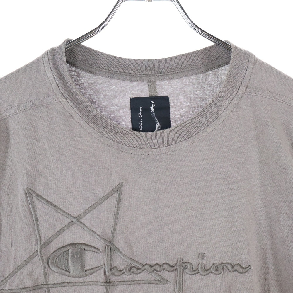 Rick Owens(リックオウエンス) ×CHAMPION TOMMY ロゴ刺繍 クルーネック半袖カットソー CM01D9229-CHJER ブラウン
