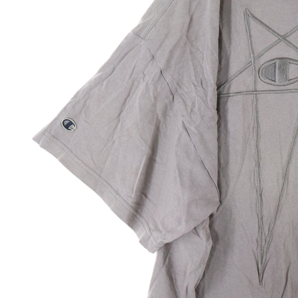 Rick Owens(リックオウエンス) ×CHAMPION TOMMY ロゴ刺繍 クルーネック半袖カットソー CM01D9229-CHJER ブラウン