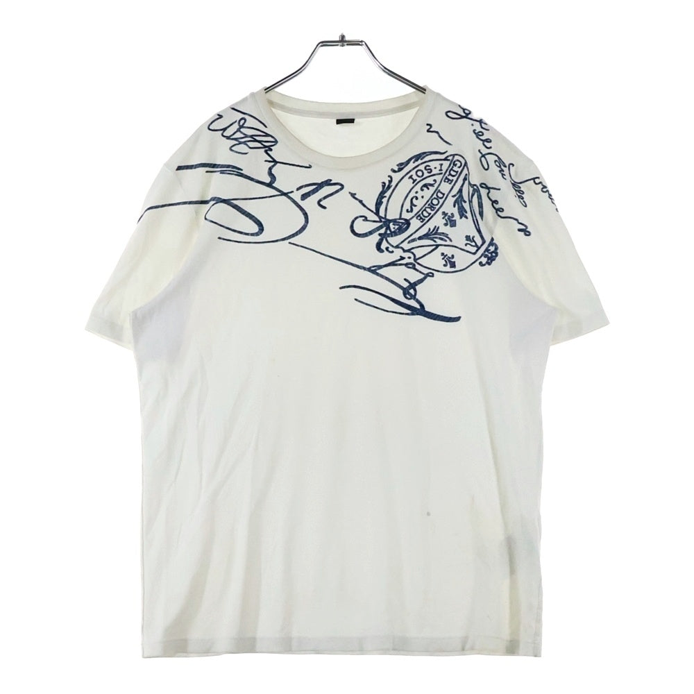 Berluti(ベルルッティ) カリグラフィ刺繍 クルーネック半袖Tシャツカットソー R21JRS70JAEK ホワイト