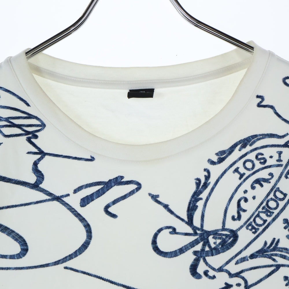 Berluti(ベルルッティ) カリグラフィ刺繍 クルーネック半袖Tシャツカットソー R21JRS70JAEK ホワイト