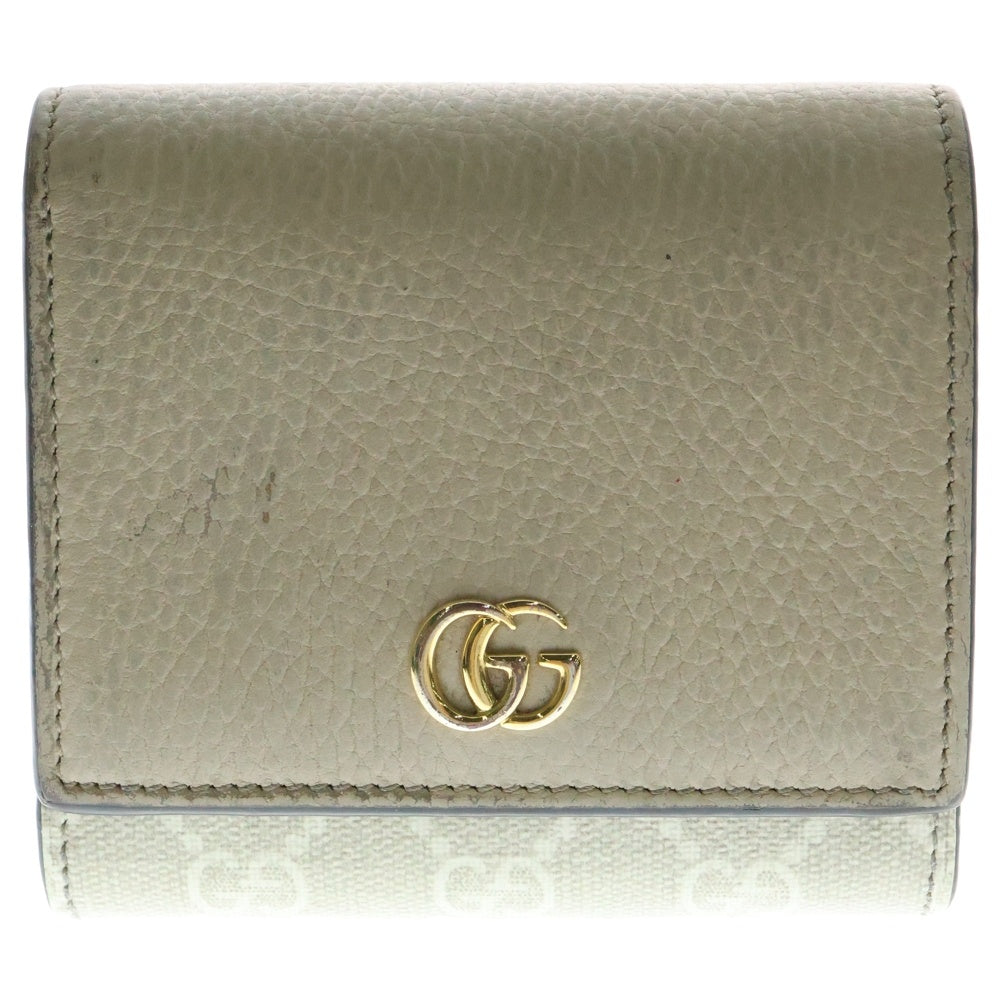 GUCCI(グッチ) GGスプリーム ミディアムウォレット 二つ折り財布 ピンク×ベージュ 598587