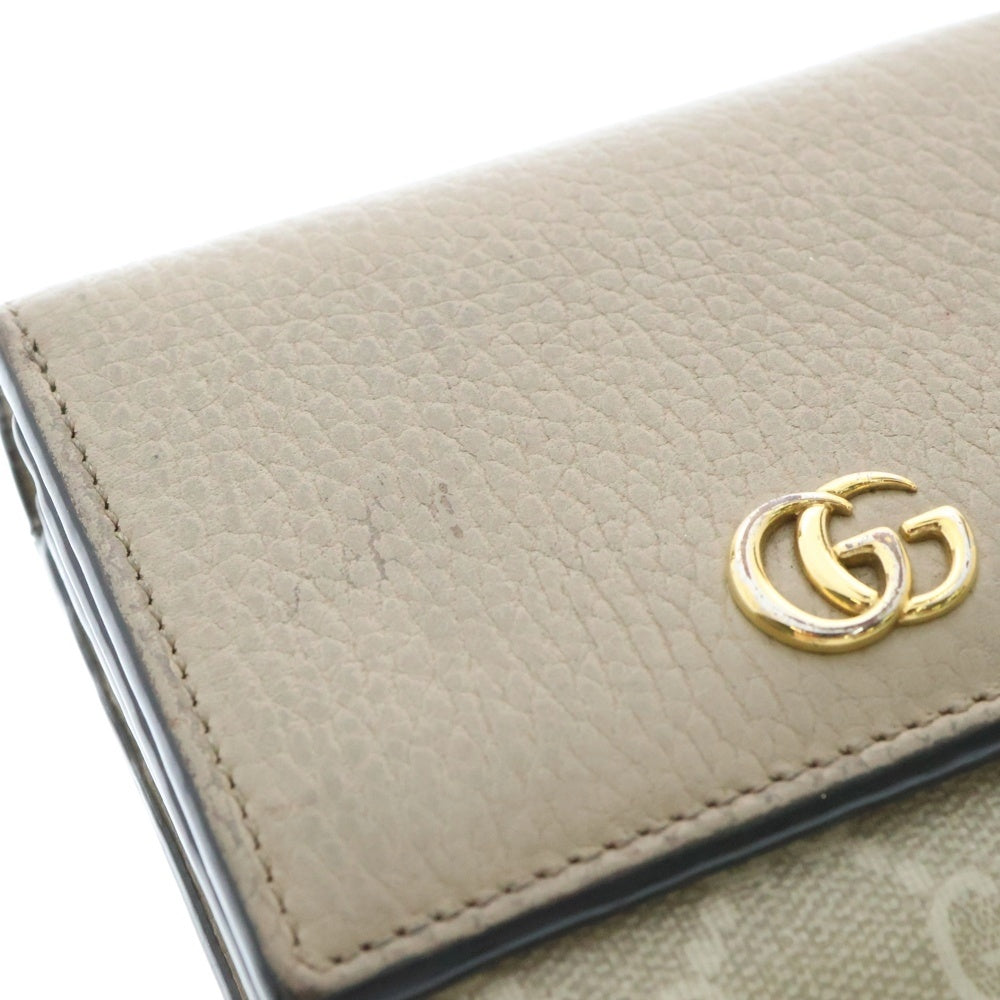 GUCCI(グッチ) GGスプリーム ミディアムウォレット 二つ折り財布 ピンク×ベージュ 598587