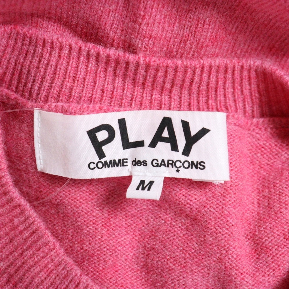 PLAY COMME des GARCONS(プレイコムデギャルソン) ハートロゴ刺繍 ウールカーディガン セーター AZ-N079 ピンク