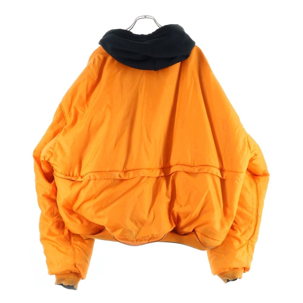 VETEMENTS(ヴェトモン) 17AW ×Alpha Reversible Hooded Bomber Jacket アルファ リバーシブルフーディーボンバージャケット ブラック/オレンジ MAH18JA35