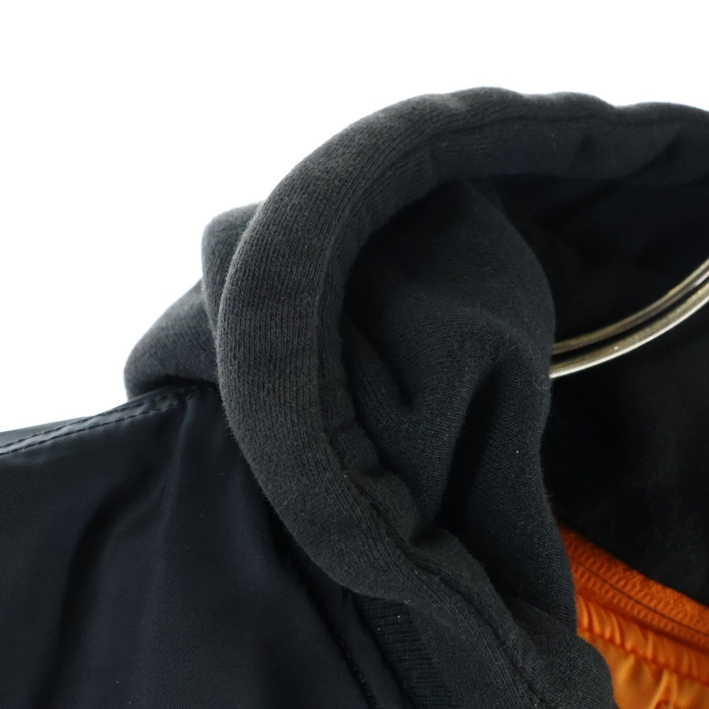 VETEMENTS(ヴェトモン) 17AW ×Alpha Reversible Hooded Bomber Jacket アルファ リバーシブルフーディーボンバージャケット ブラック/オレンジ MAH18JA35