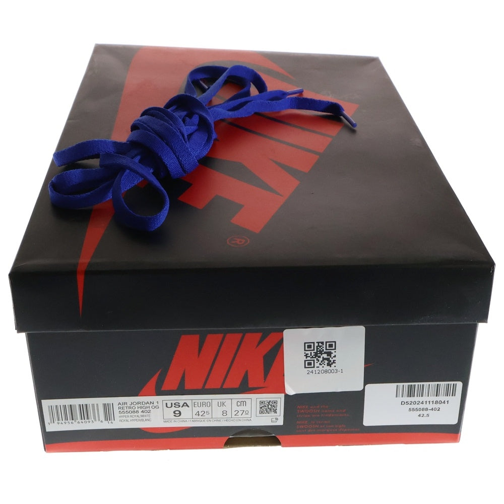 NIKE(ナイキ) AIR JORDAN 1 Hyper Royal エアジョーダン 1 ハイパーロイヤル ハイカットスニーカー ホワイト/ブルー US9/27cm 555088-402