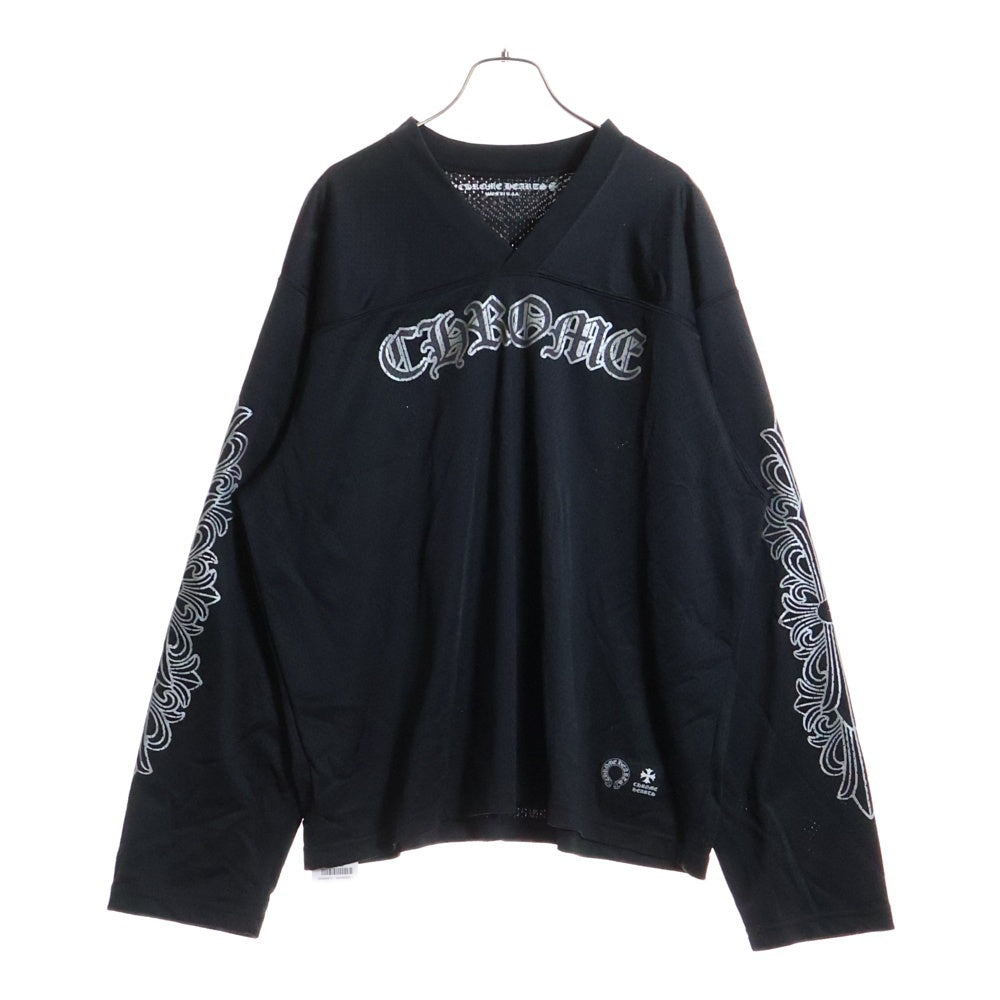 CHROME HEARTS(クロムハーツ) MESH WARM UP JERSEY メッシュ バーシティー ジャージー CHプリントメッシュ 長袖Tシャツカットソー ブラック
