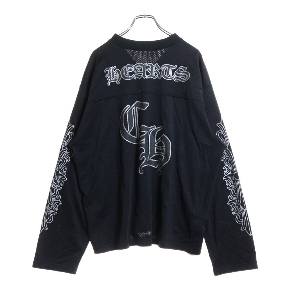 CHROME HEARTS(クロムハーツ) MESH WARM UP JERSEY メッシュ バーシティー ジャージー CHプリントメッシュ 長袖Tシャツカットソー ブラック