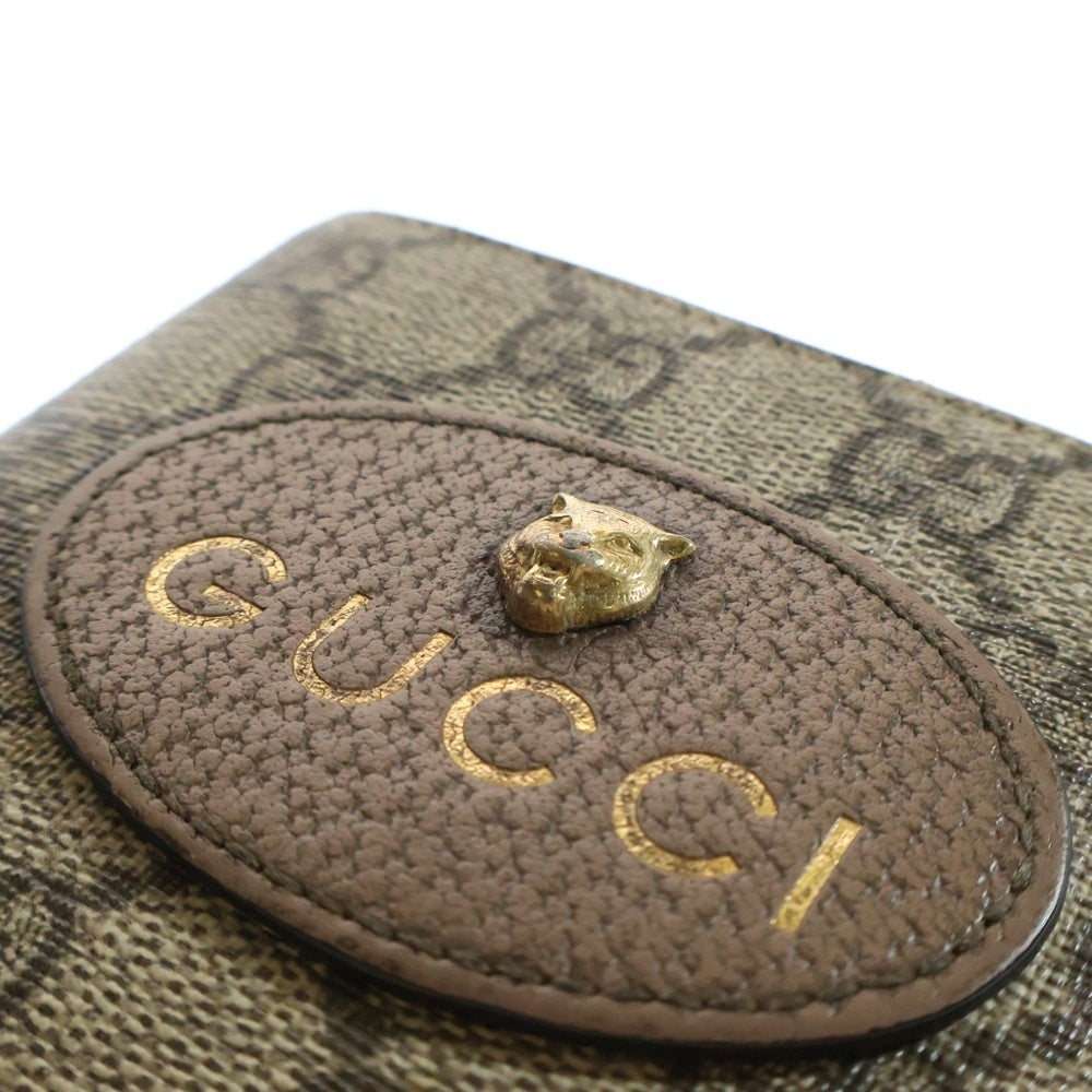 GUCCI(グッチ) GGスプリーム タイガー 二つ折り財布 ウォレット ブラウン