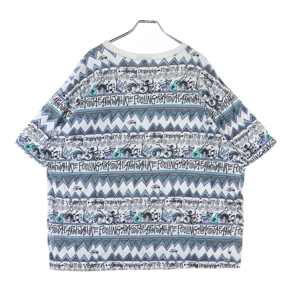 STUSSY(ステューシー) 80s OLD STUSSY オールドステューシー 総柄 ポケットクルーネック半袖カットソー マルチカラー