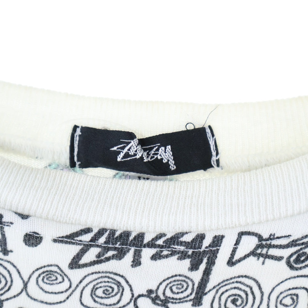 STUSSY(ステューシー) 80s OLD STUSSY オールドステューシー 総柄 ポケットクルーネック半袖カットソー マルチカラー
