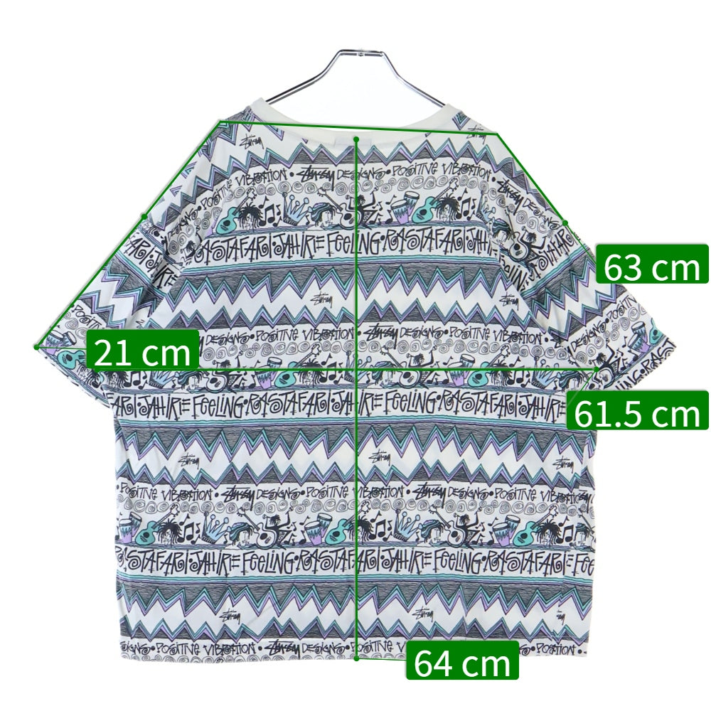 STUSSY(ステューシー) 80s OLD STUSSY オールドステューシー 総柄 ポケットクルーネック半袖カットソー マルチカラー