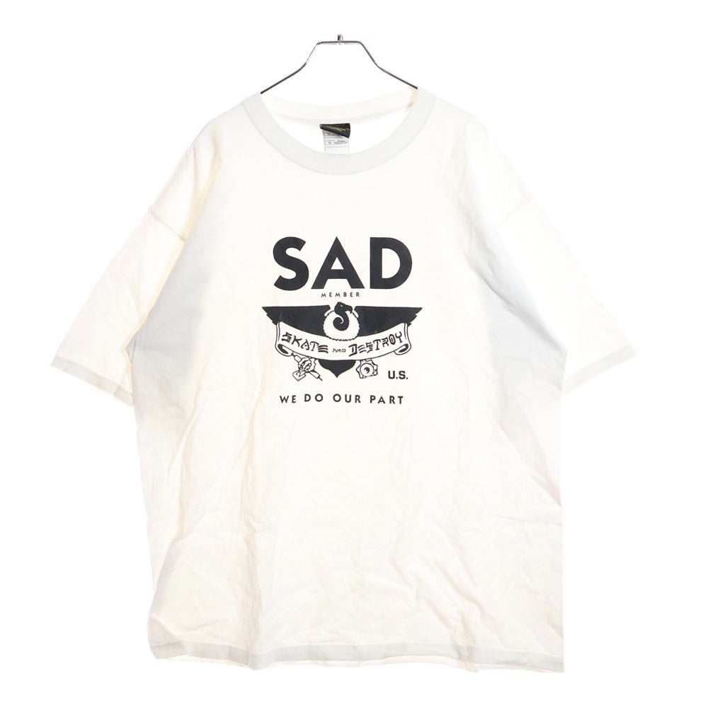 THRASHER(スラッシャー) SAD プリント クルーネック半袖カットソー ホワイト