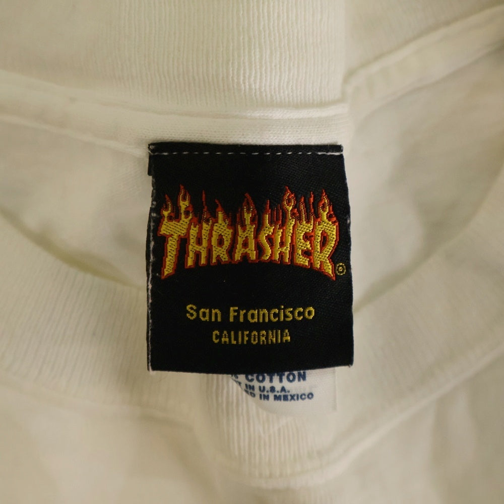 THRASHER(スラッシャー) SKATE&DESTROY スケートアンドデストロイプリント クルーネック半袖カットソー ホワイト