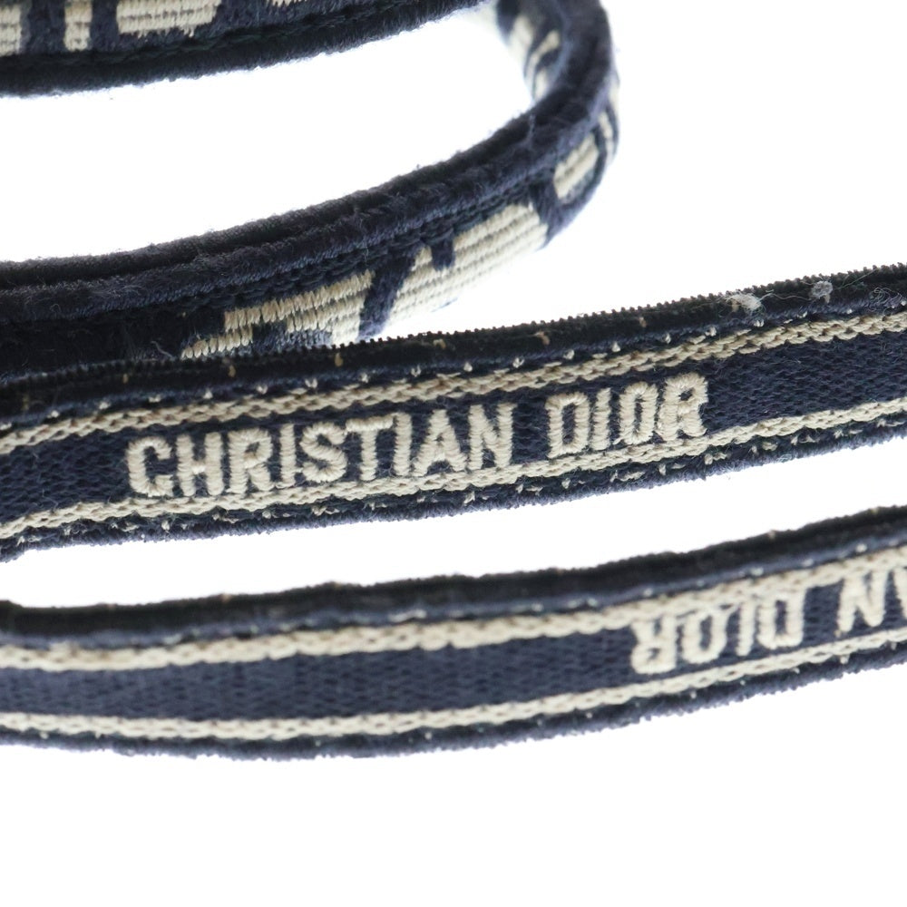 Christian Dior(クリスチャンディオール) バーティカル ブックトート オブリーク キャンバス 2WAYバッグ フォンバッグ フォンショルダー ショルダーバッグ ゴールド金具 ネイビー