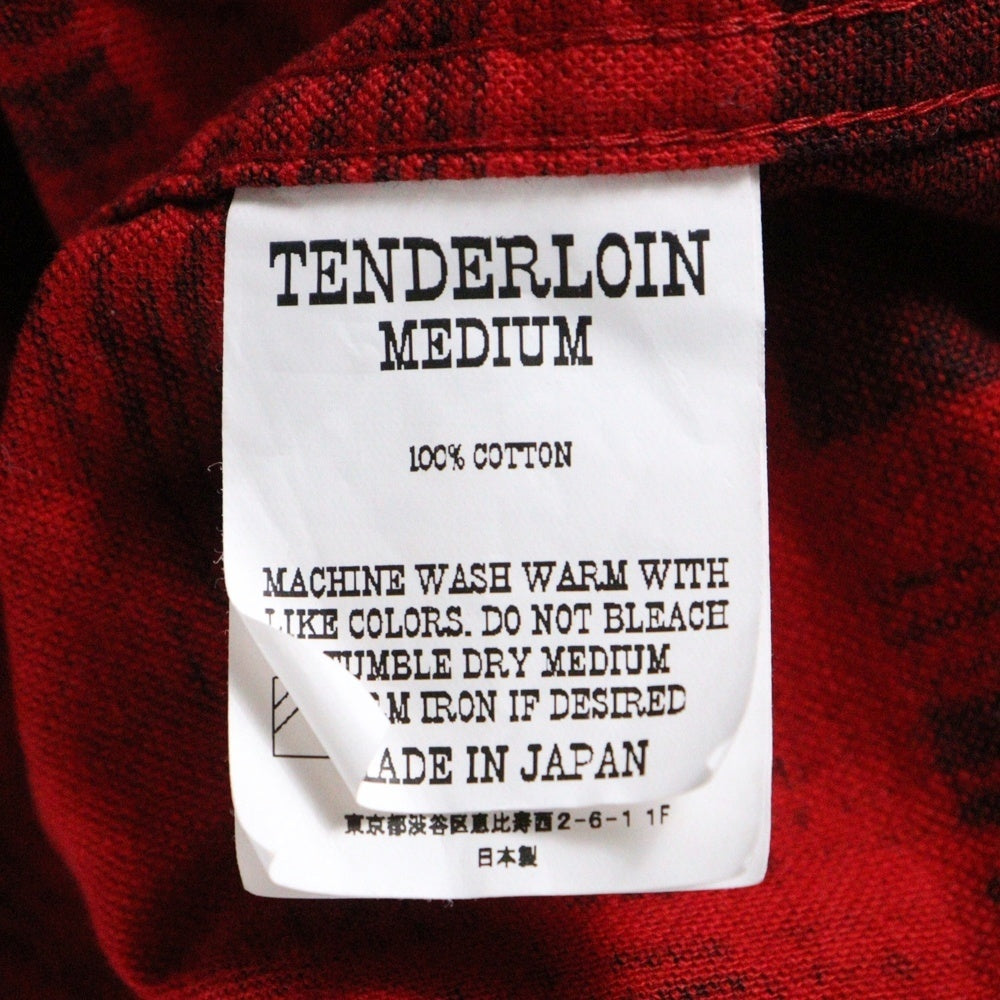 TENDERLOIN(テンダーロイン) オープンカラー コットンチェック 長袖ネルシャツ レッド