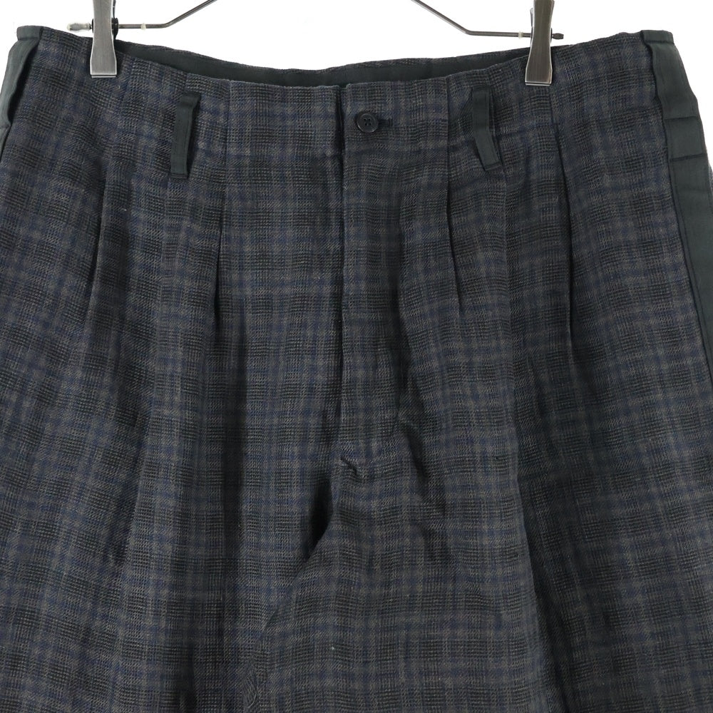 Y's for men(ワイズフォーメン) LINEN TWILL PLAID PANTS リネン ツイルチェックパンツ カーキ MS-P26-316