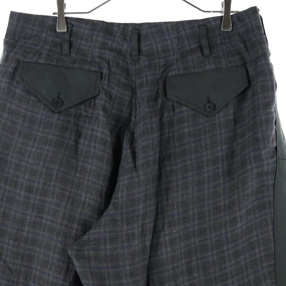Y's for men(ワイズフォーメン) LINEN TWILL PLAID PANTS リネン ツイルチェックパンツ カーキ MS-P26-316