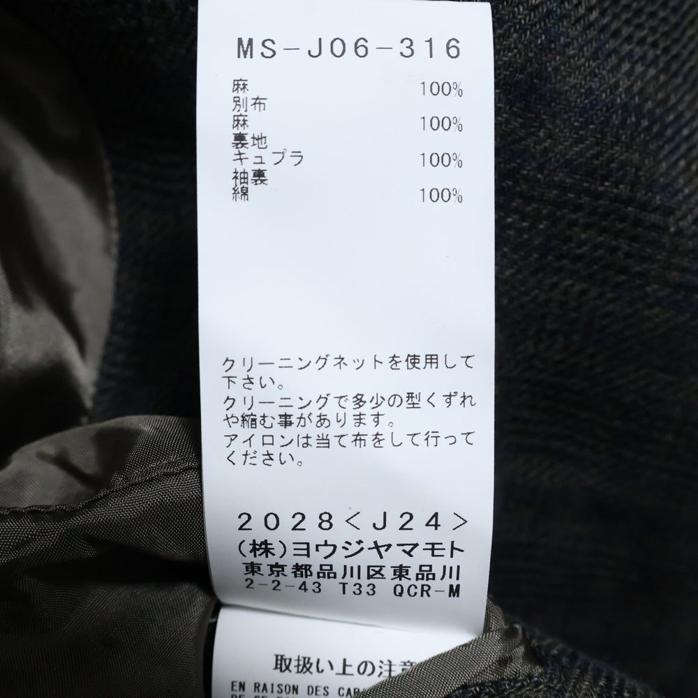 Y's for men(ワイズフォーメン) LINEN TWILL PLAID 4-POCKET JACKET リネン ツイルチェックジャケット