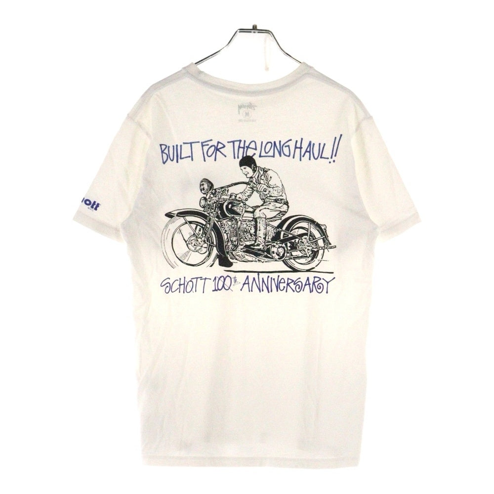 STUSSY(ステューシー) ×SCHOTT BULIT FOR THE LONG HAUL 100周年 ビルト フォー ザ ロング・ホール クルーネック半袖カットソー ホワイト 3133052